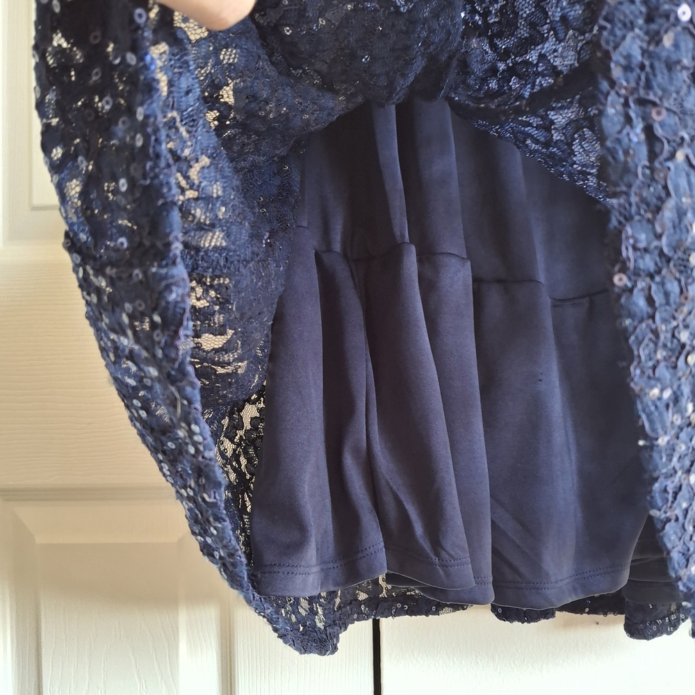 SLNY Navy Sequin Midi Dress - Picture 5 of 16